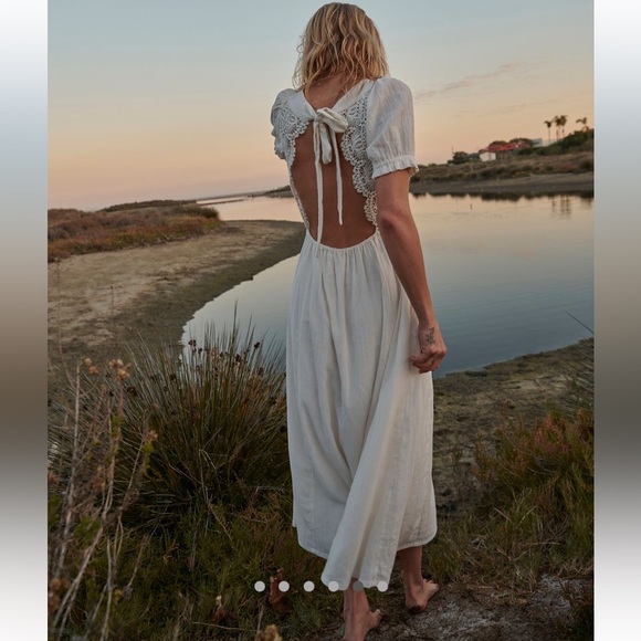 Free People All You Need Is Lace Midi Dress White Ivory Maxi Sundress Boho NWT - Picture 4 of 12